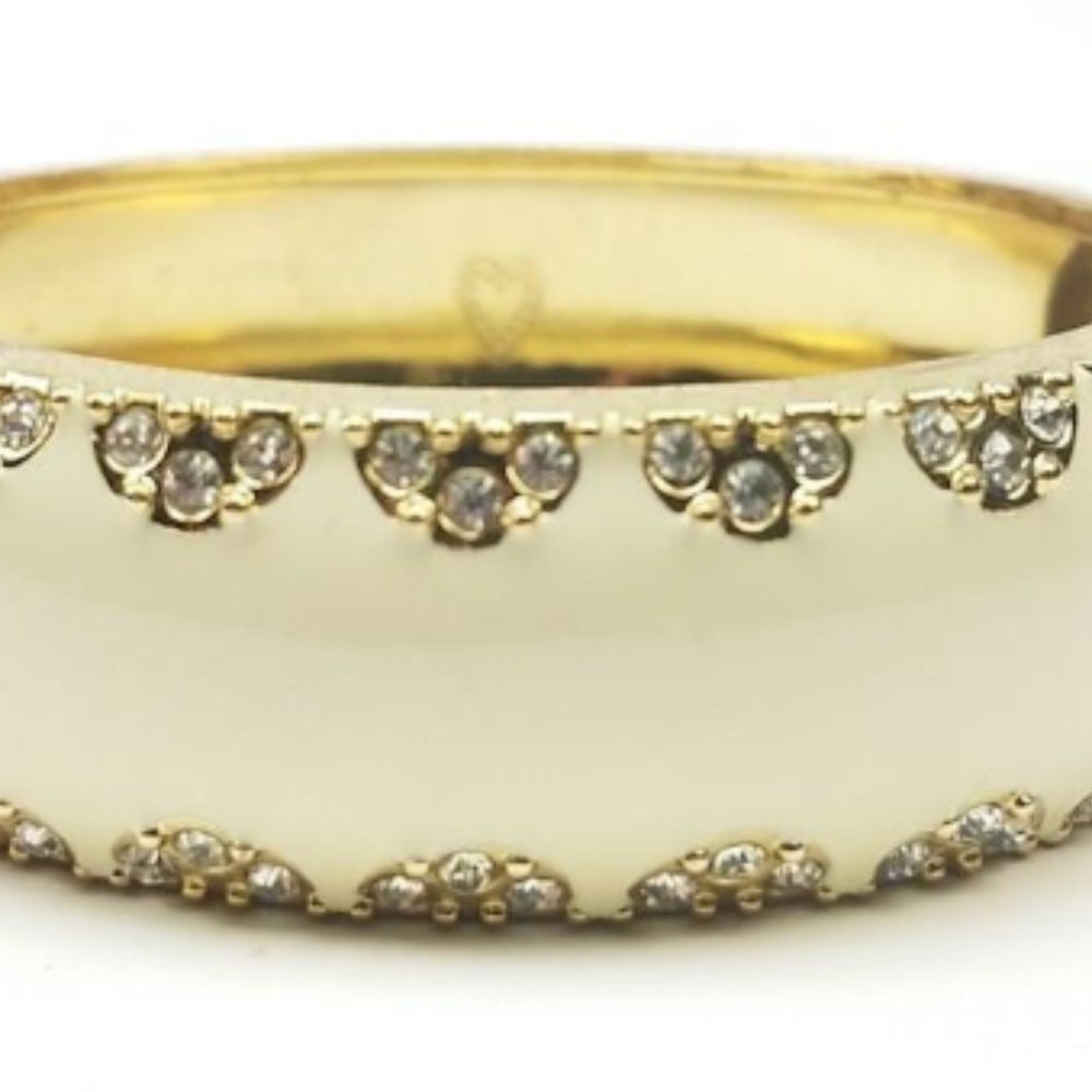 Stella & Dot Gold Tone Enamel Diamante Hinged Bracelet